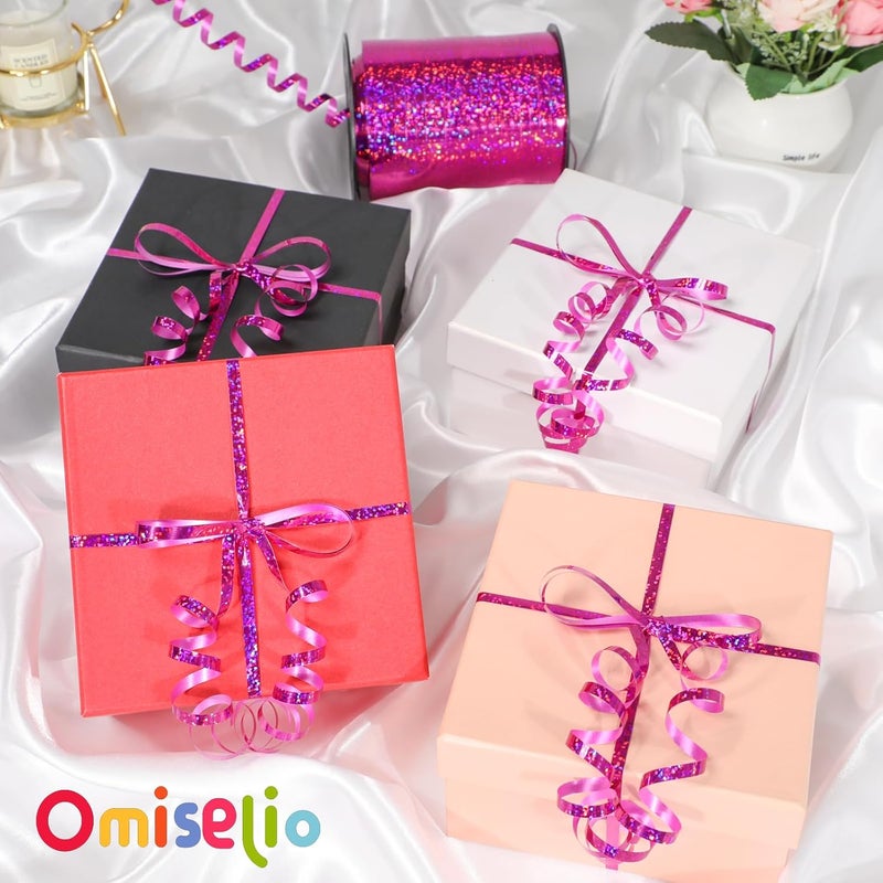 OMISELIO Pink Ribbon, 500 Yard Hot Pink Curling Ribbon, Rose Red Ribbon, Shiny Metallic Curling Ribbon for Gift Wrapping, Balloon Ribbon, Balloon String, Curly Ribbon for Baby Shower, Birthday Party - Image 2